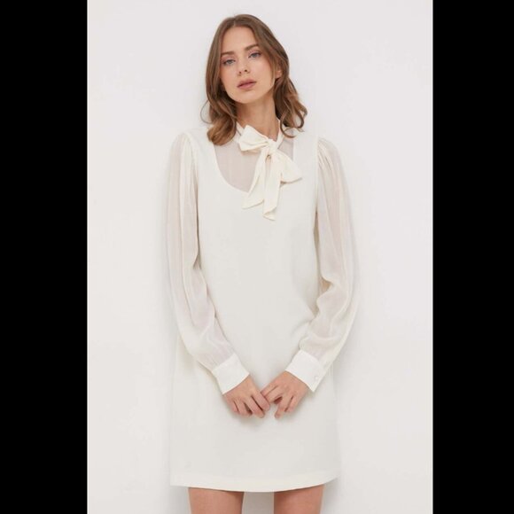 NWT United Colors of Benetton Cream Crepe Dress Sz XS - Picture 1 of 7